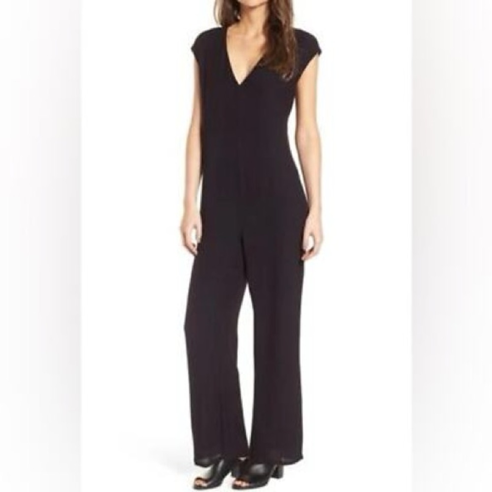 Standard James Perse Estilo Crepe Jumpsuit in Carbon Black Size Large
